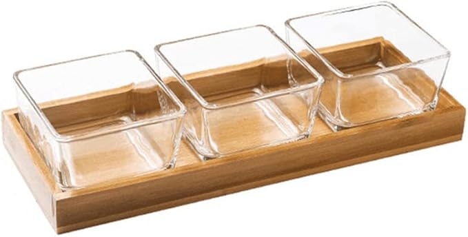 3-pc Square Storage Jar Set with Wooden Tray