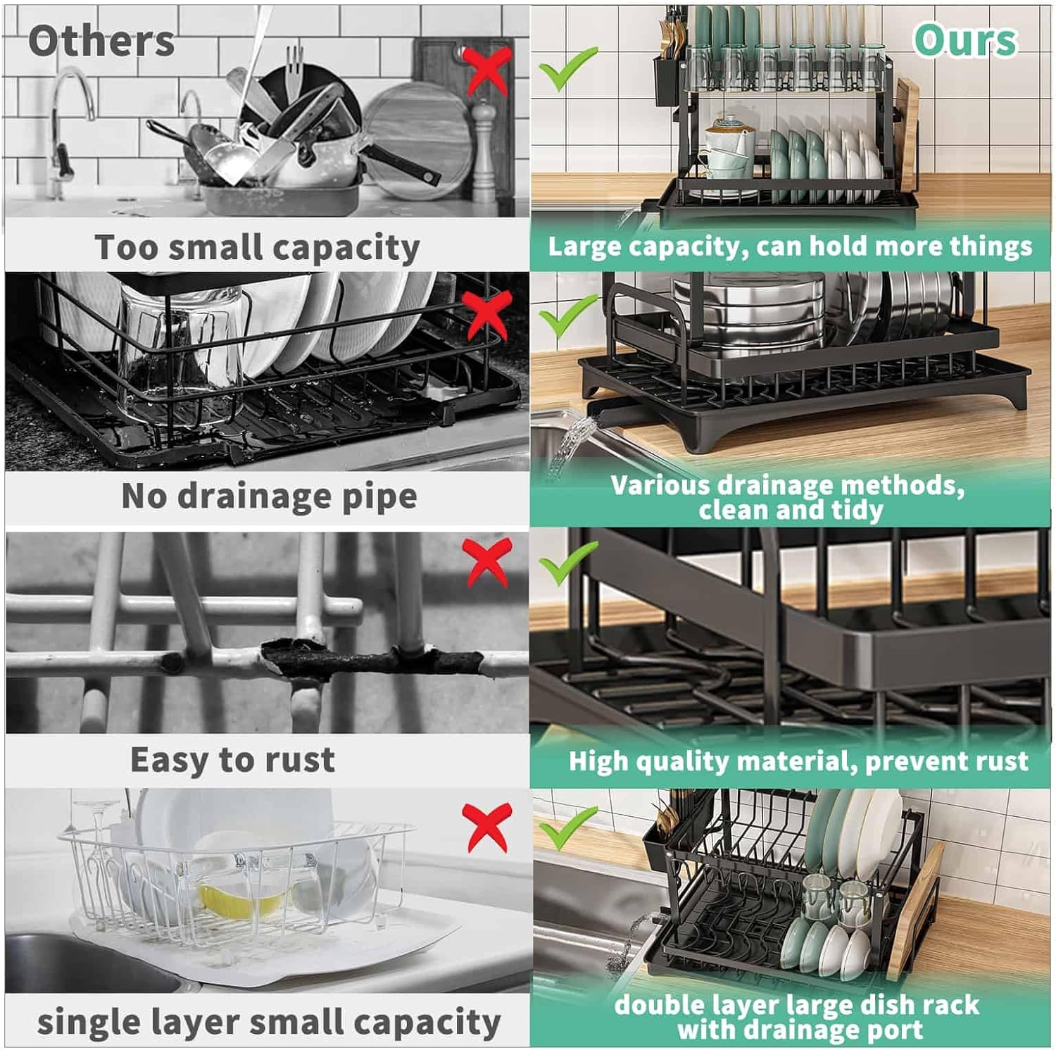 2 Tier Large Dish Drying Rack