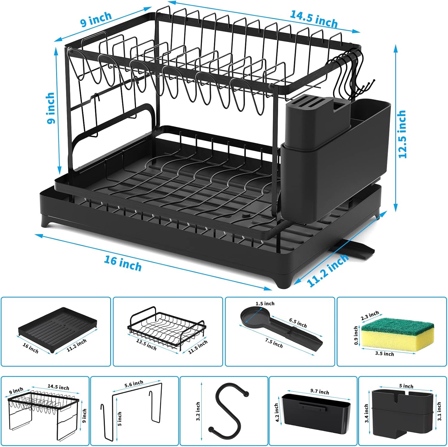 2 Tier Large Dish Drying Rack