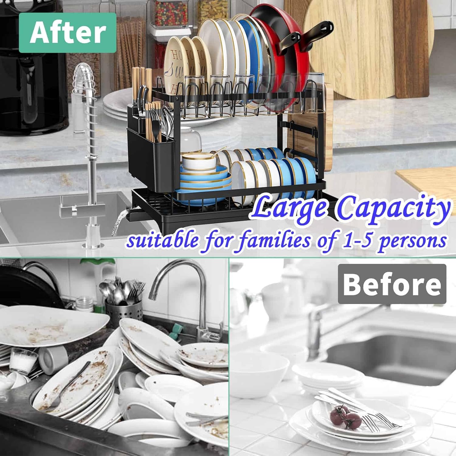 2 Tier Large Dish Drying Rack