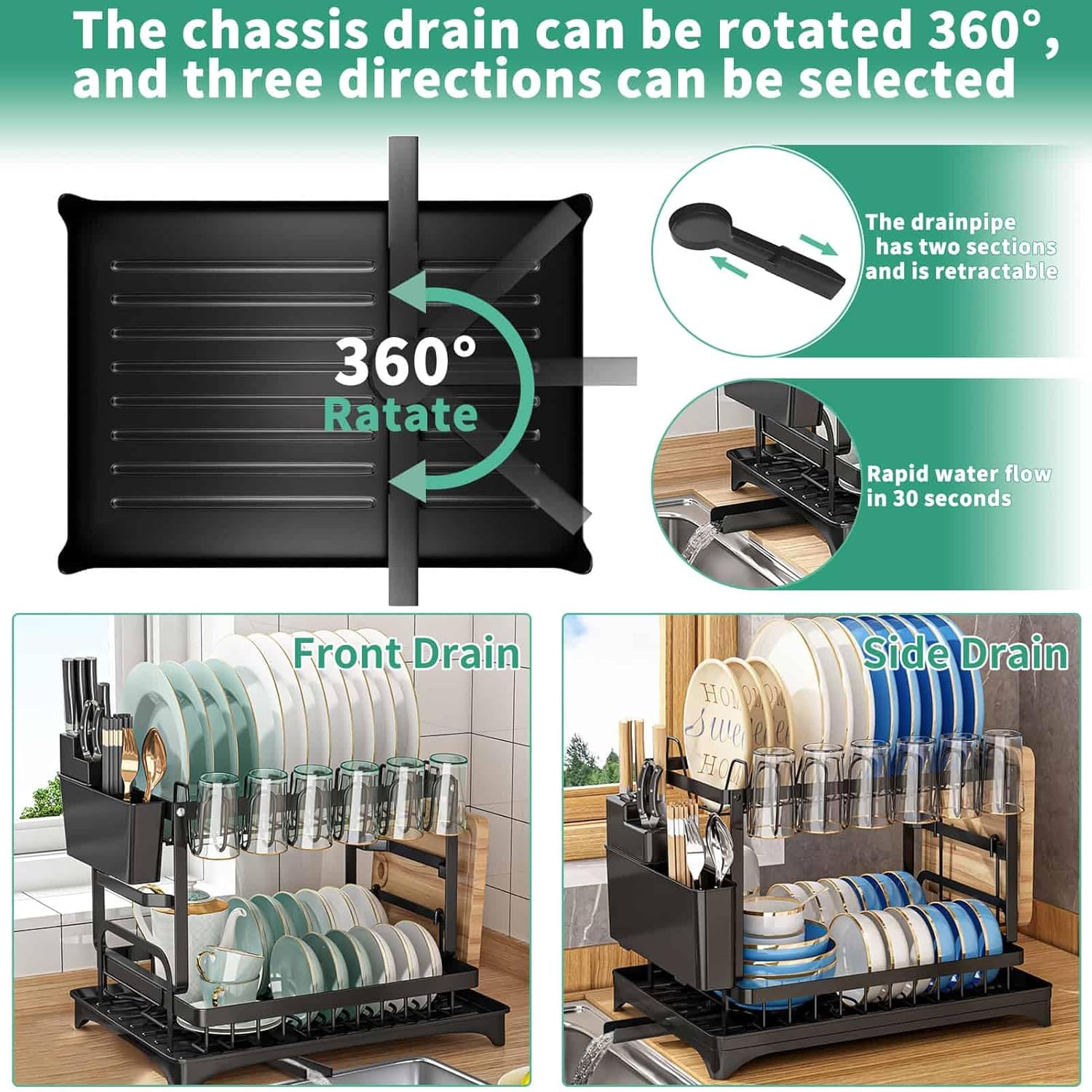 2 Tier Large Dish Drying Rack