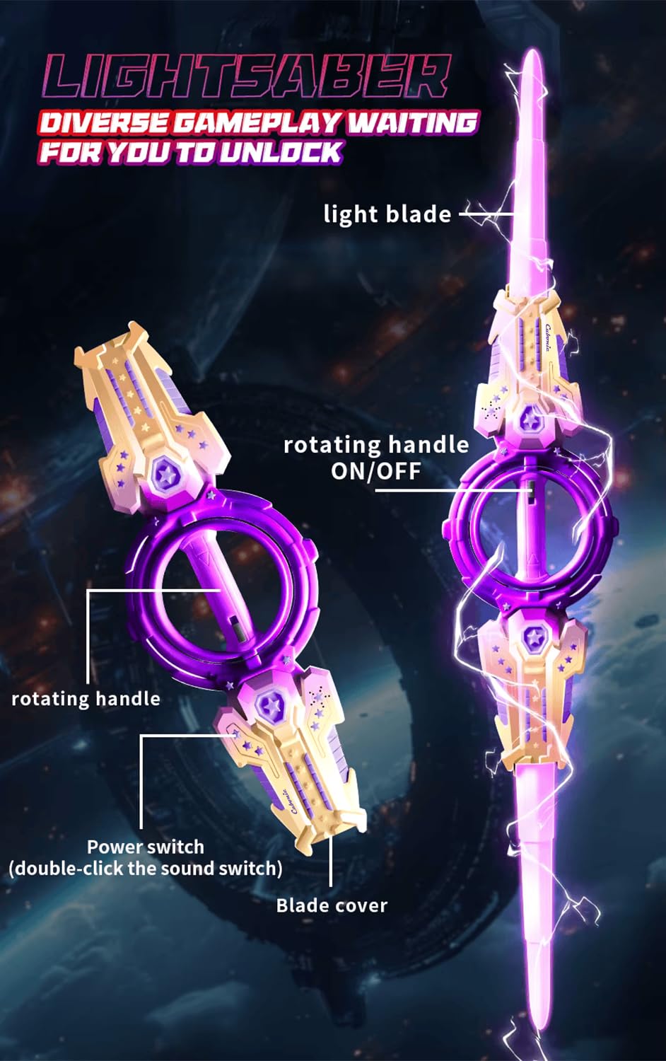 Fire Spin Sword Double-Edged Lightsaber