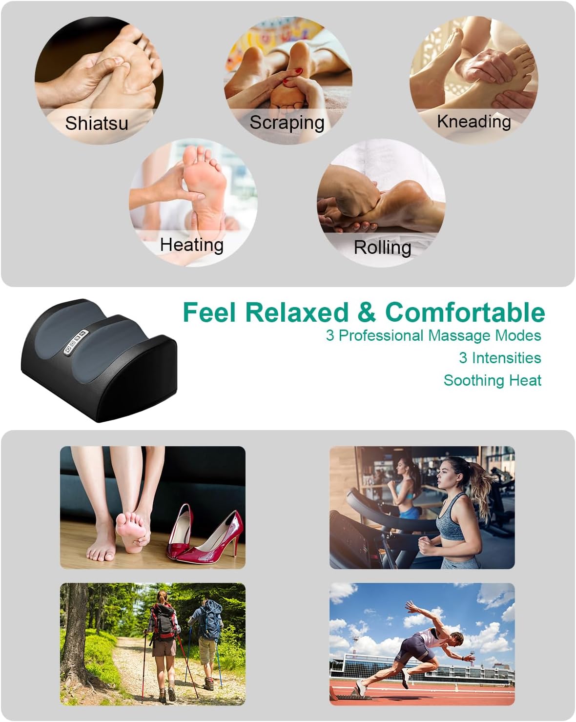 Electric Foot Massager for Pain Relief & Relaxation – Deep Kneading & Heat Therapy