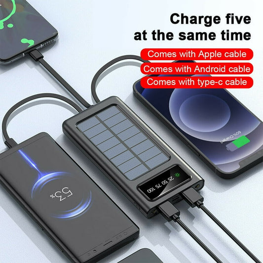 Solar Power Bank 20000CmAh, Fast Charging Built in Cable