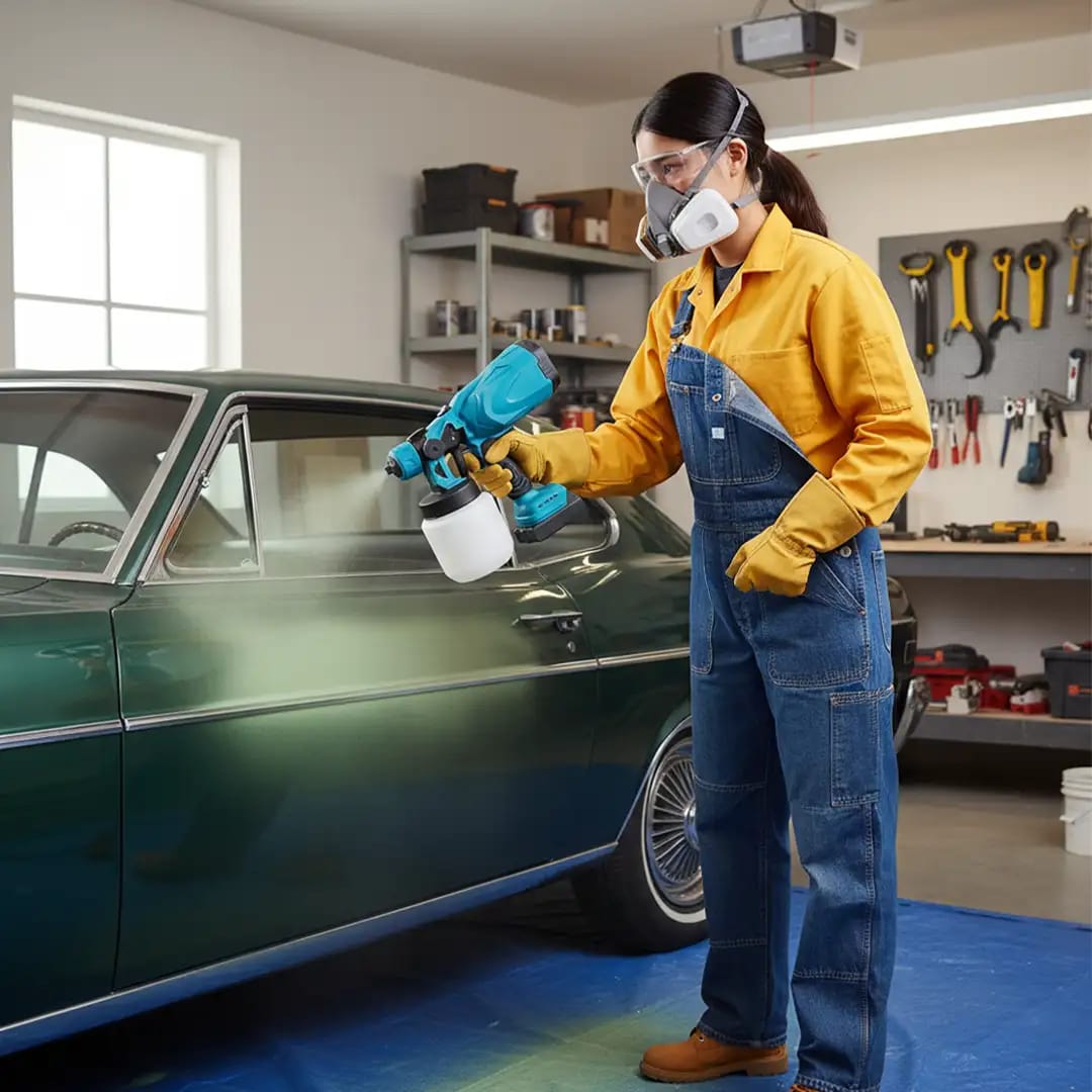 Cordless HVLP Paint Spray Gun 48V – 2 Rechargeable Batteries