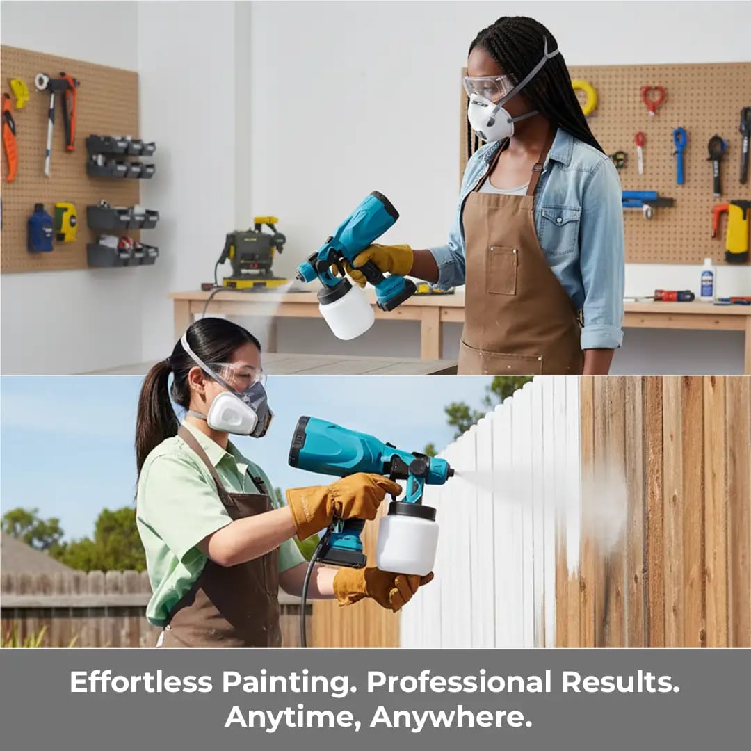 Cordless HVLP Paint Spray Gun 48V – 2 Rechargeable Batteries