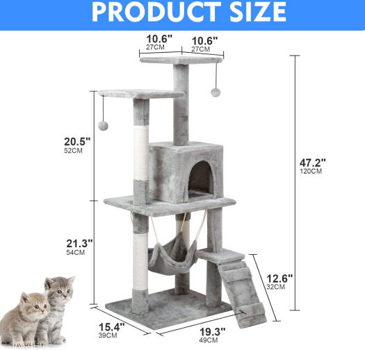 Indoor Cat Tree Tower with House & Scratching Board – Cozy Play and Rest Center for Cats