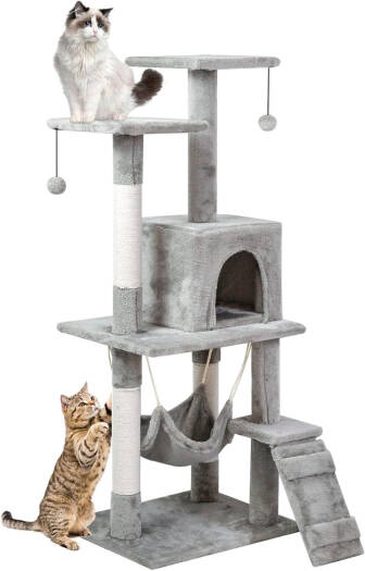 Indoor Cat Tree Tower with House & Scratching Board – Cozy Play and Rest Center for Cats